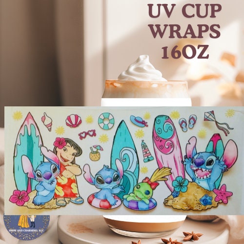 Theme Park Cartoon Character UV DTF Cup WRAPS, No Weeding, No Fussy Vinyl! Next Day Shipping, Uv Dtf Cup Wraps
