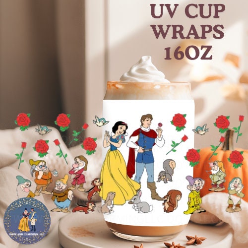 Princess UV DTF Cup WRAPS, No Weeding,No Fussy Vinyl!Next Day Shipping, Uv Dtf Cup Wraps, , Fast Shipping, No Heat Required