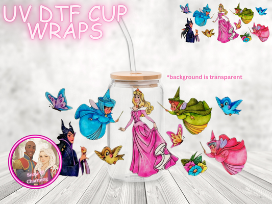 UV DTF WRAPS-Princess Cartoon Favorites, Villains, Anime, Gamer, -No Weeding, No Cracking, No Heat Required! Made and Ready To Ship Today!