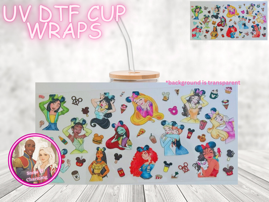 UV DTF WRAPS-Princess Cartoon Favorites, Villains, Anime, Gamer, -No Weeding, No Cracking, No Heat Required! Made and Ready To Ship Today!