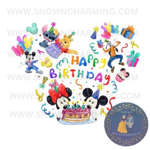 Theme Park Character or SHIRT, Theme Park Transfers, Custom Transfer, Happy Birthday, Custom Transfers, Mickey Transfers Dtf Transfer 777013