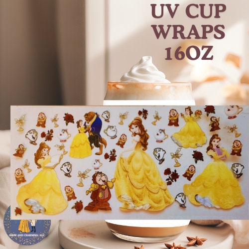 Princess UV DTF Cup WRAP on Libbey 16 oz , No Weeding, No Fussy Vinyl! Next Day Shipping, Uv Dtf Cup Wraps
