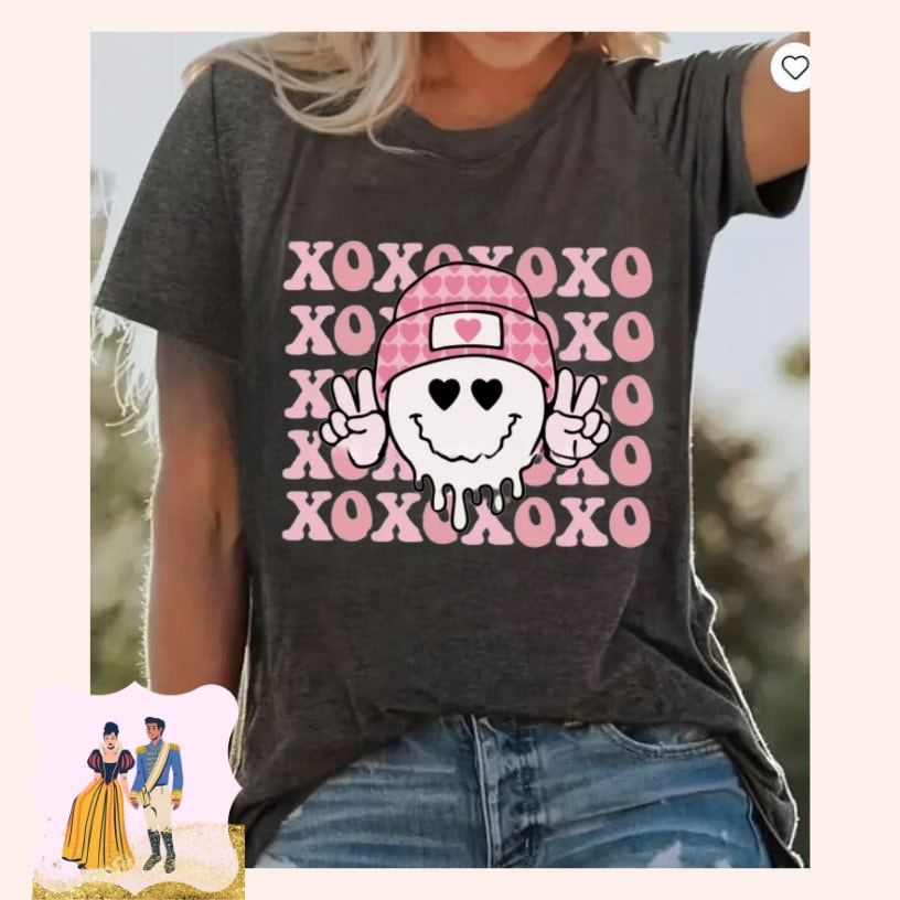 XOXO SMILEY Pink Transfer,Ready To Press, Ready To Ship,No Cracking,No Peeling,No Weeding!Just press!High Quality Dtf Transfer,Fast Shipping