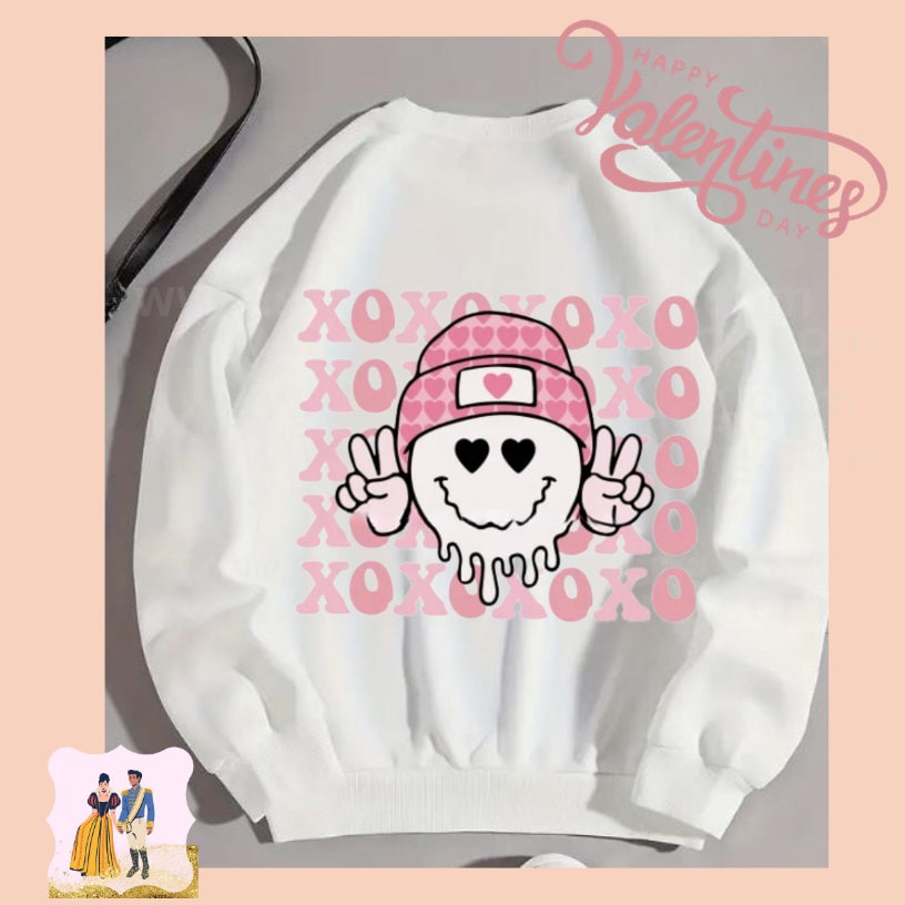 XOXO SMILEY Pink Transfer,Ready To Press, Ready To Ship,No Cracking,No Peeling,No Weeding!Just press!High Quality Dtf Transfer,Fast Shipping