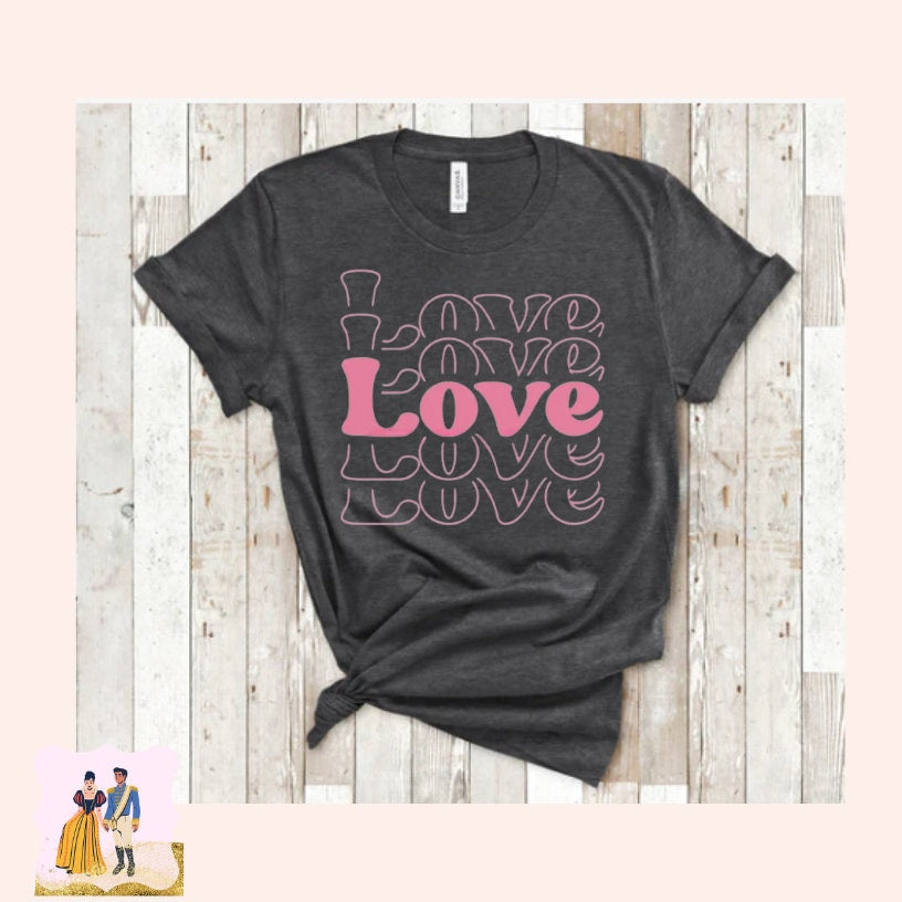 LOVE LOVE  LOVE Dtf Pink Transfer, Ready To Press, Ready To Ship, No Cracking, No Peeling, No Weeding! Just press! High Quality Dtf Transfer