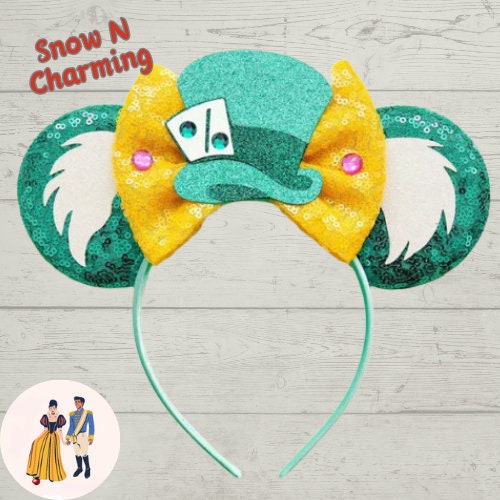 Character HATTER Themed Ears ,Theme Park Ears, High Quality Ears, Costume Ears, Lightweight Ears, Park Ears, Comfortable Band, Ready To Ship