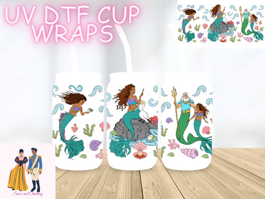 Uv DTF Cup Wraps-Live Action MERMAID Wrap-No Weeding, No Cracking, Fast Shipping. Wrap Can be used as PERMANENT Stickers! Ships Next Day!