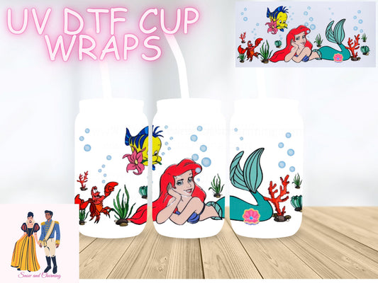 Uv DTF Cup Wraps-Classic Mermaid Wrap-No Weeding, No Cracking, Fast Shipping!High Quality Uv Wrap Can be used as Stickers! Ships Next Day!