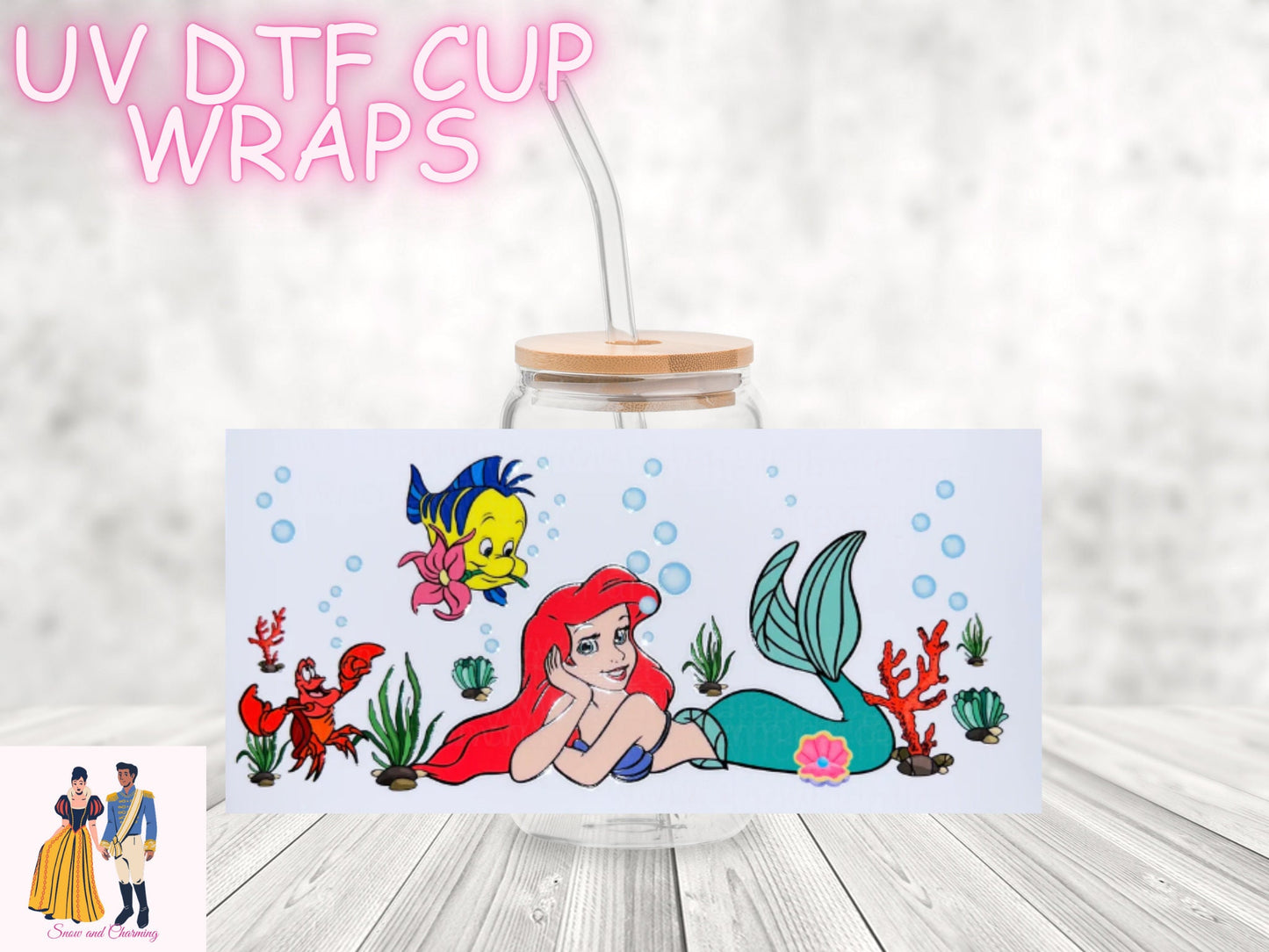 Uv DTF Cup Wraps-Classic Mermaid Wrap-No Weeding, No Cracking, Fast Shipping!High Quality Uv Wrap Can be used as Stickers! Ships Next Day!