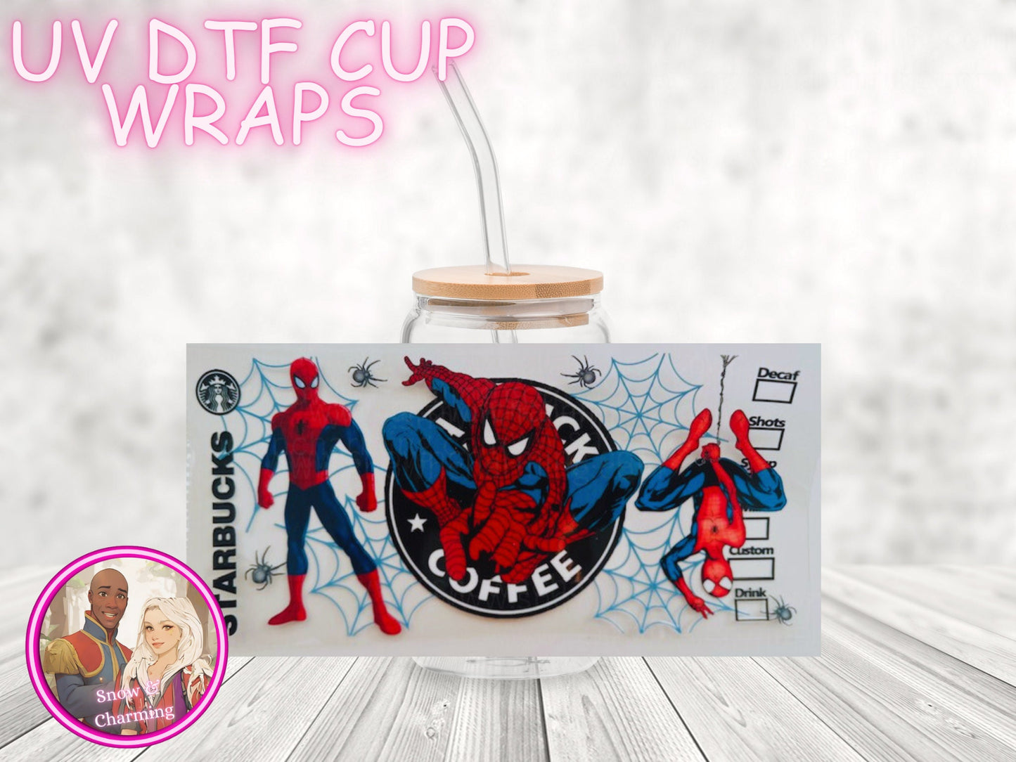 SPIDER-MAN UV Dtf Cup WRAPs, No Weeding, No Fussy Vinyl! Next Day Shipping, Uv Dtf Cup Wraps,Ready To Ship Today!