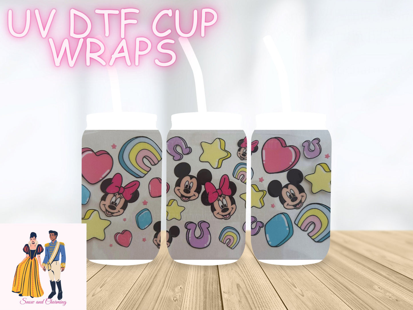 Mickey Minnie Lucky Charms UV DTF Cup WRAPS, No Weeding, No Fussy Vinyl! Next Day Shipping, Uv Dtf Cup Wraps,Ready To Ship Today!