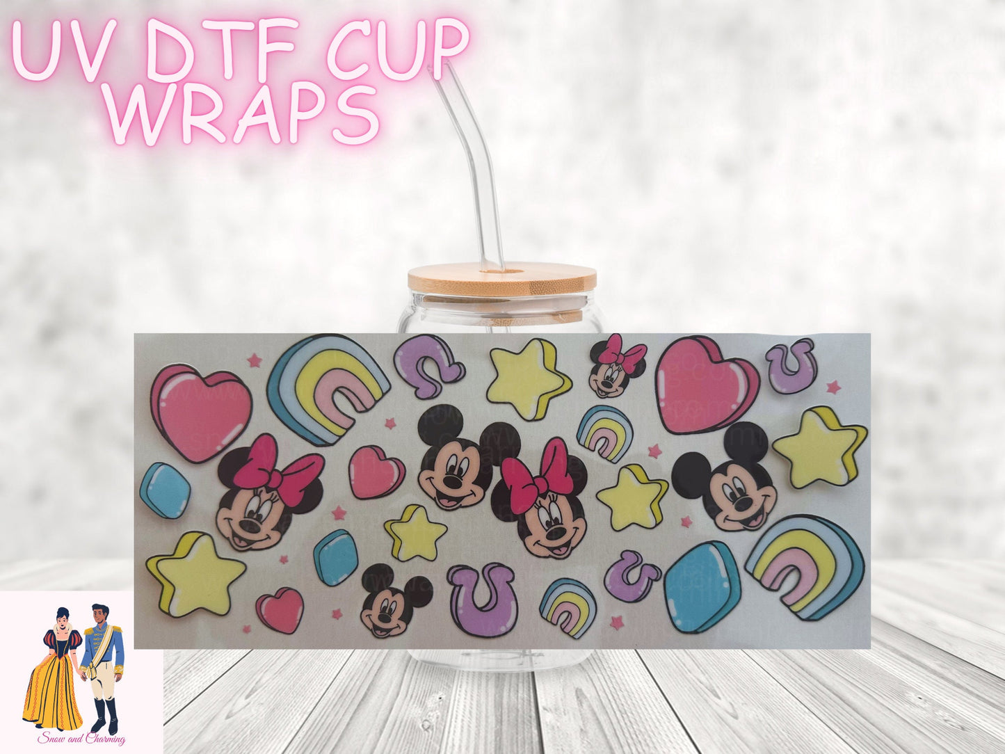 Mickey Minnie Lucky Charms UV DTF Cup WRAPS, No Weeding, No Fussy Vinyl! Next Day Shipping, Uv Dtf Cup Wraps,Ready To Ship Today!