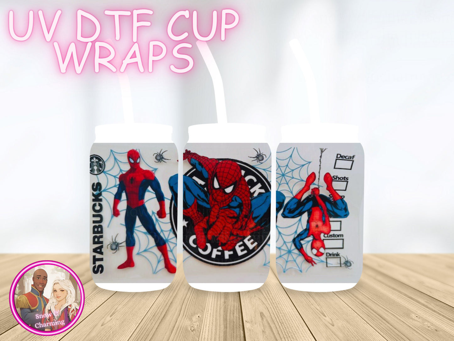 SPIDER-MAN UV Dtf Cup WRAPs, No Weeding, No Fussy Vinyl! Next Day Shipping, Uv Dtf Cup Wraps,Ready To Ship Today!
