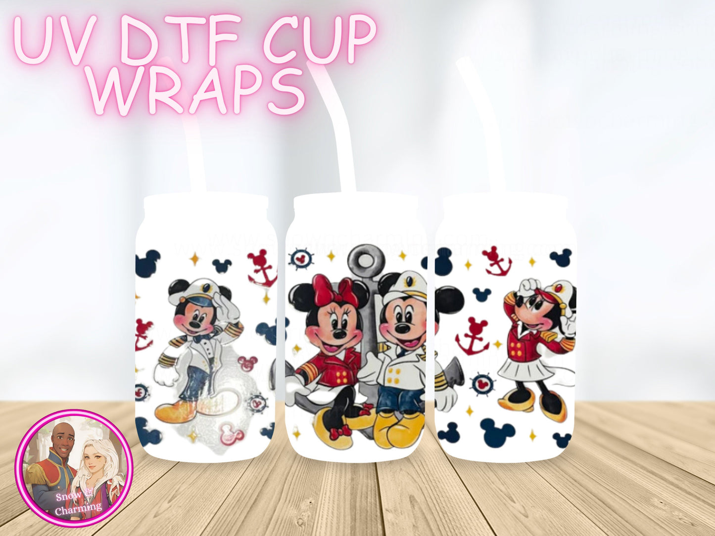 MICKEY CRUISE UV Dtf Cup WRAPs, No Weeding, No Fussy Vinyl! Next Day Shipping, Uv Dtf Cup Wraps,Ready To Ship Today!