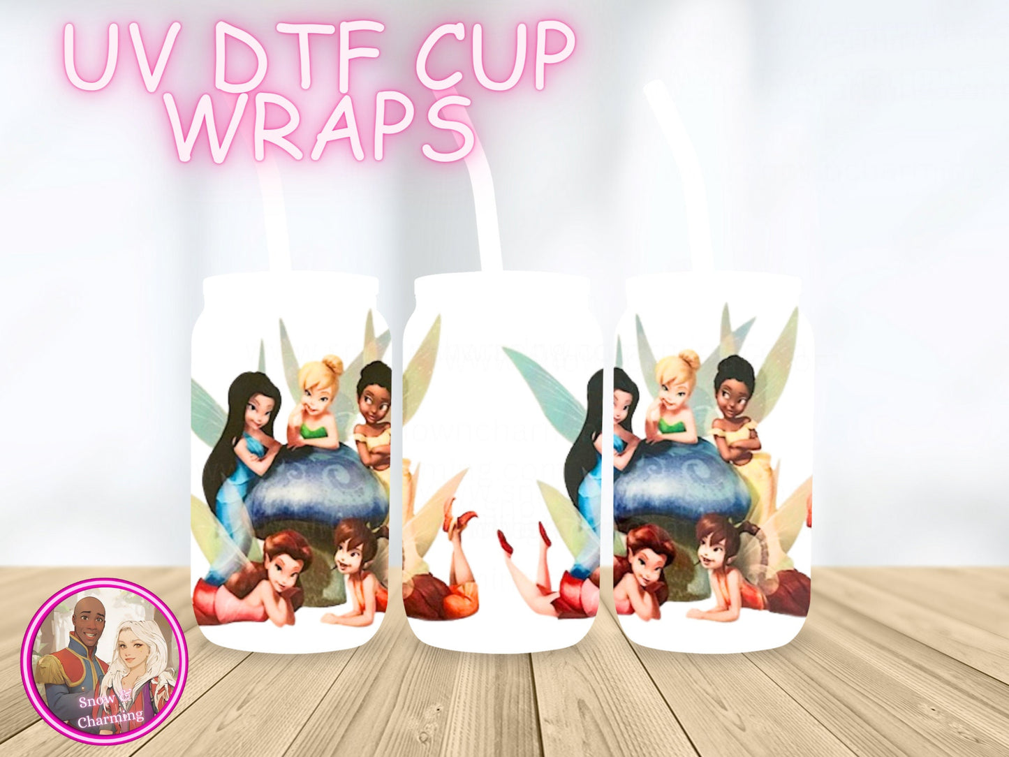 Cartoon Character UV Dtf Cup WRAPs, No Weeding, No Fussy Vinyl! Next Day Shipping, Uv Dtf On 16 Oz Libbey Glass, Ready To Ship