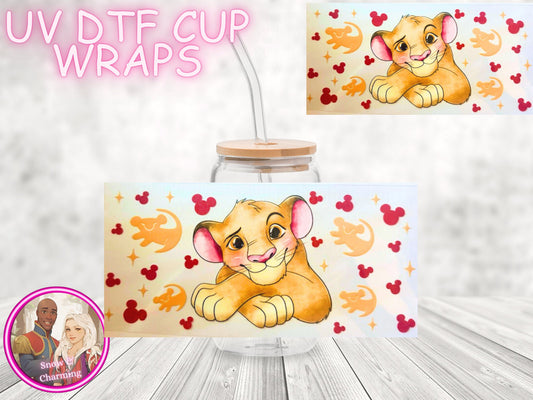 Cartoon Character , Theme Park, UV Dtf Cup WRAPs, No Weeding, No Fussy Vinyl! Next Day Shipping, UV Dtf On 16 Oz Libbey Glass, Ready To Ship