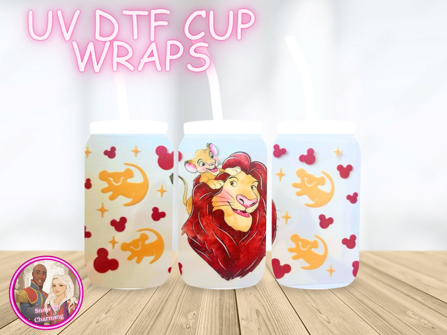 CHARACTER UV Dtf Cup WRAPs, No Weeding, No Fussy Vinyl! Next Day Shipping, UV Dtf On 16 Oz Libbey Glass, Ready To Ship