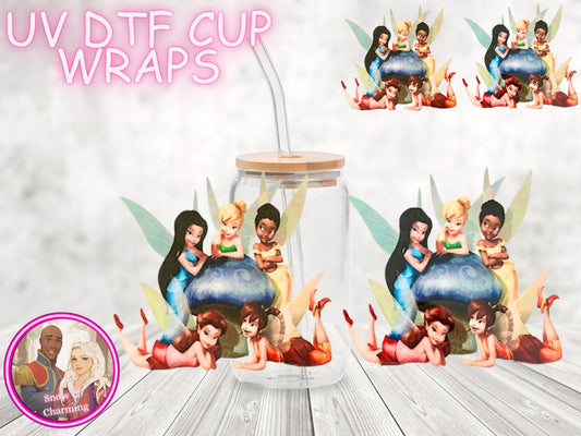 Cartoon Character UV Dtf Cup WRAPs, No Weeding, No Fussy Vinyl! Next Day Shipping, Uv Dtf On 16 Oz Libbey Glass, Ready To Ship