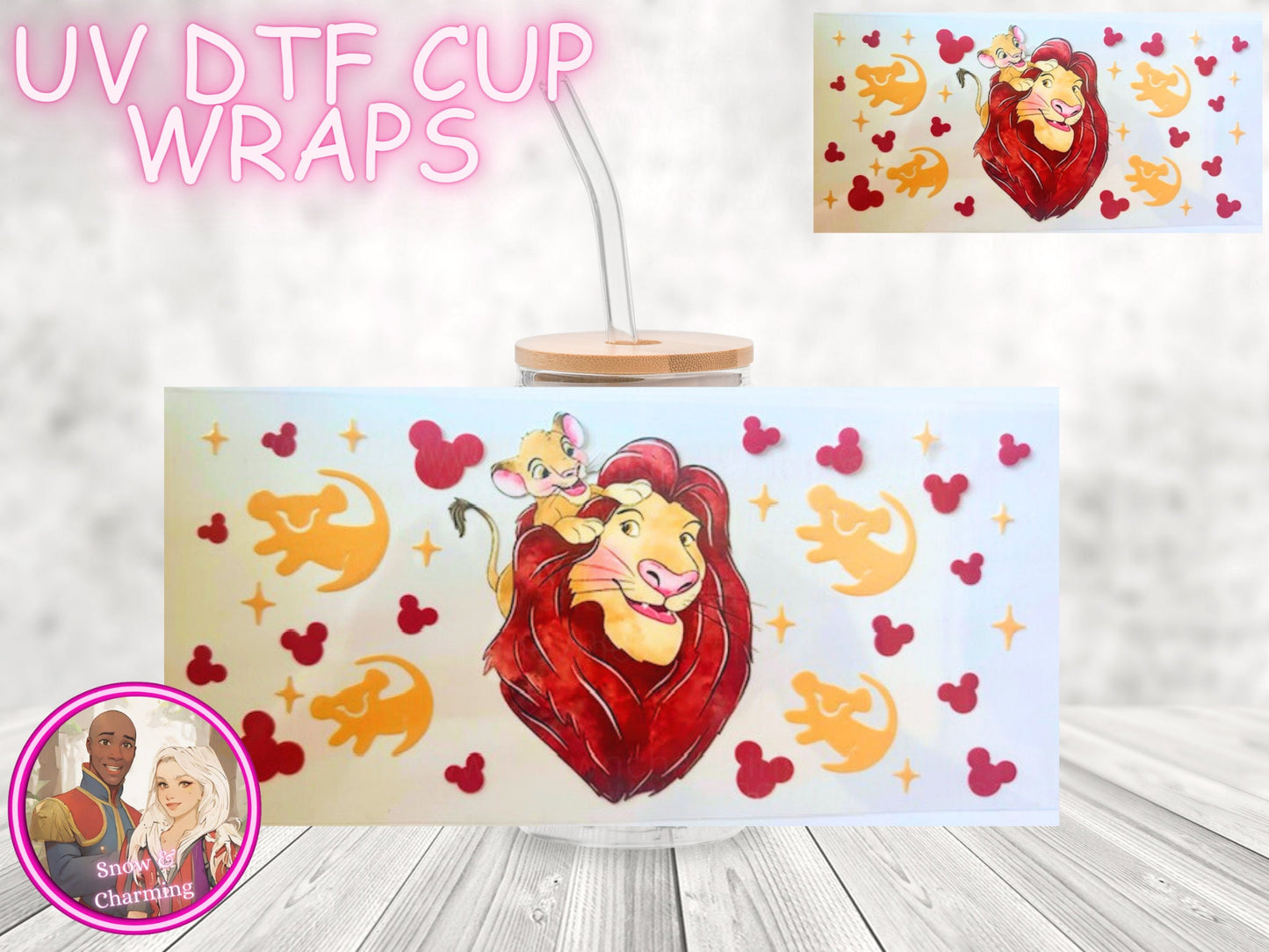 CHARACTER UV Dtf Cup WRAPs, No Weeding, No Fussy Vinyl! Next Day Shipping, UV Dtf On 16 Oz Libbey Glass, Ready To Ship