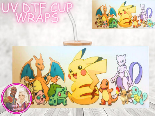CARTOON CHARACTER UV Cup WRAPs, No Weeding, No Fussy Vinyl! Next Day Shipping, Uv Dtf On 16 Oz Libbey Glass, Ready To Ship
