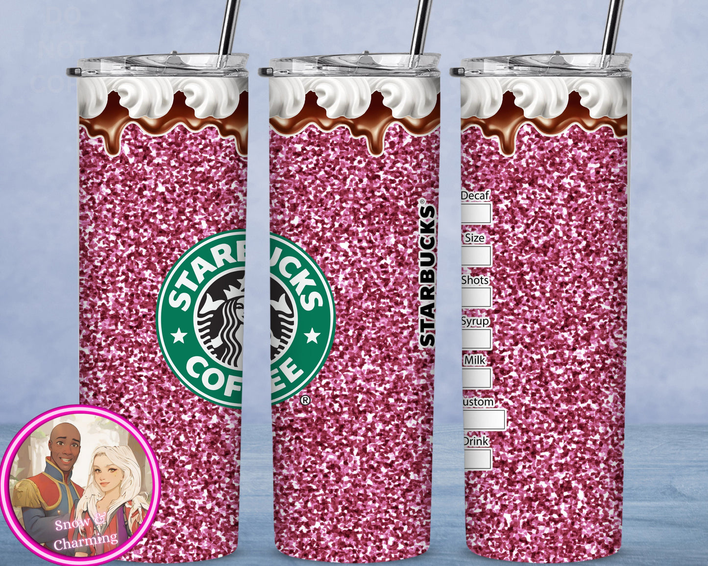 STARBIES PINK GLITTER Tumbler!!  20oz or 30oz Tumbler Gift For Theme Park Lover| All Your Favorite Characters and Villains!! Fast Shipping