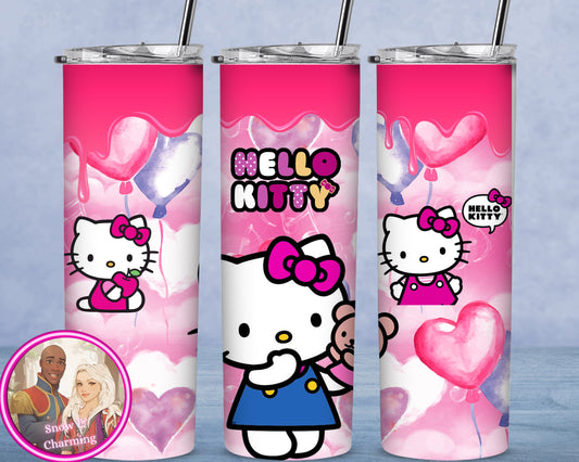 Kitty Pink Hearts Tumbler!!  20oz or 30oz Tumbler Gift For Theme Park Lover| All Your Favorite Characters and Villains!! Fast Shipping