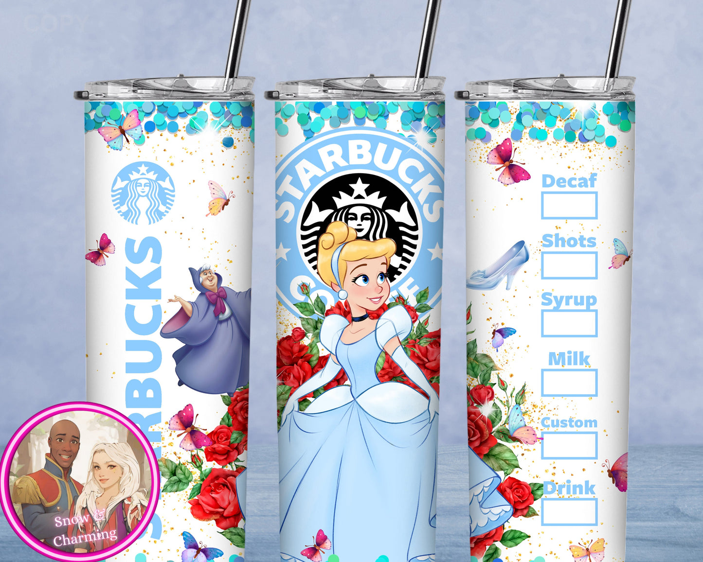 STARBIES PRINCESS Tumbler!!  20oz or 30oz Tumbler Gift For Theme Park Lover| All Your Favorite Characters and Villains!! Fast Shipping