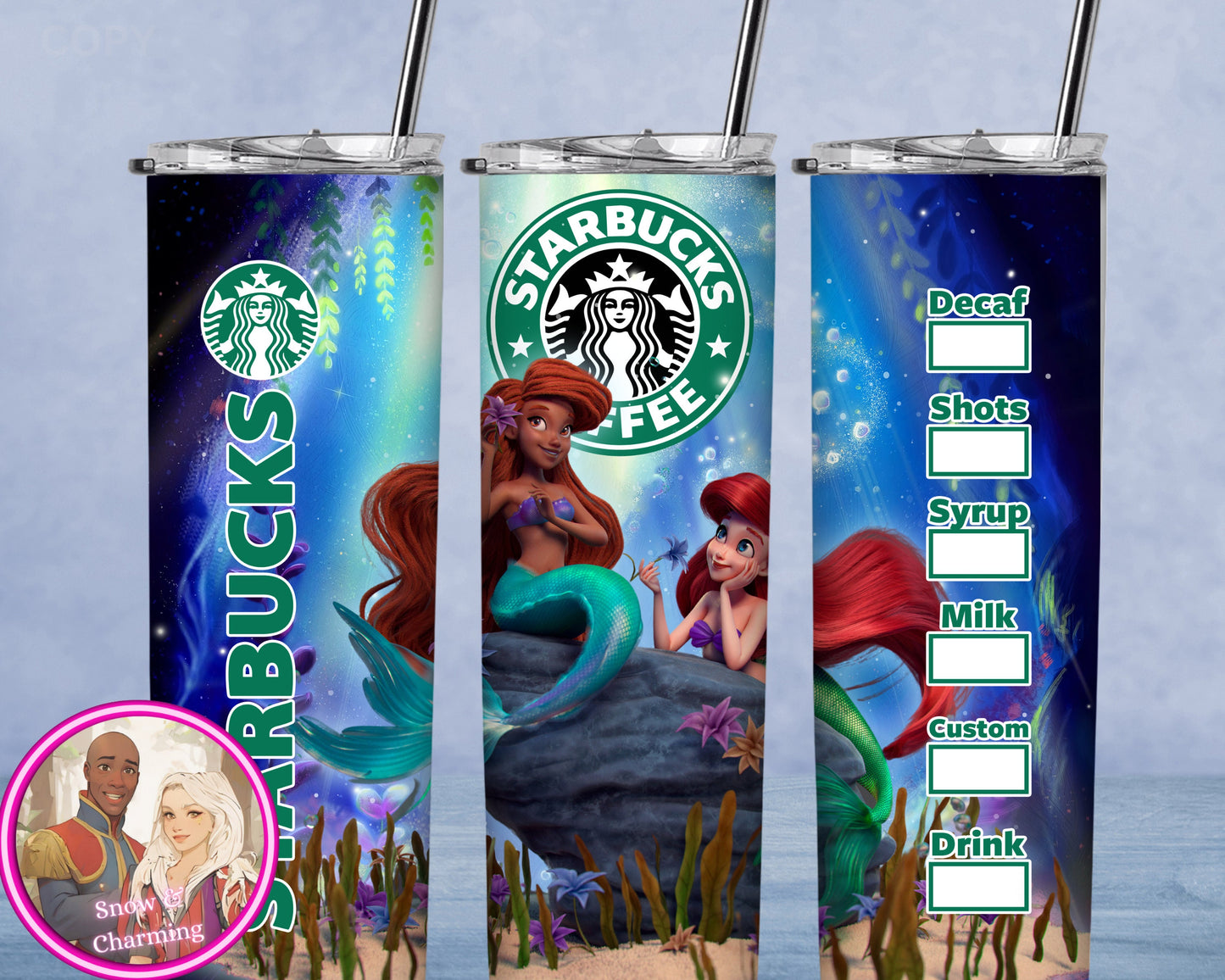 OUR MERMAIDS Tumbler!!  20oz or 30oz Tumbler Gift For Theme Park Lover| Your Favorite Characters and Villains!! Fast Shipping
