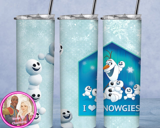 I LOVE SNOWGIES Tumbler!!  20oz or 30oz Tumbler Gift For Theme Park Lover| All Your Favorite Characters and Villains!! Fast Shipping