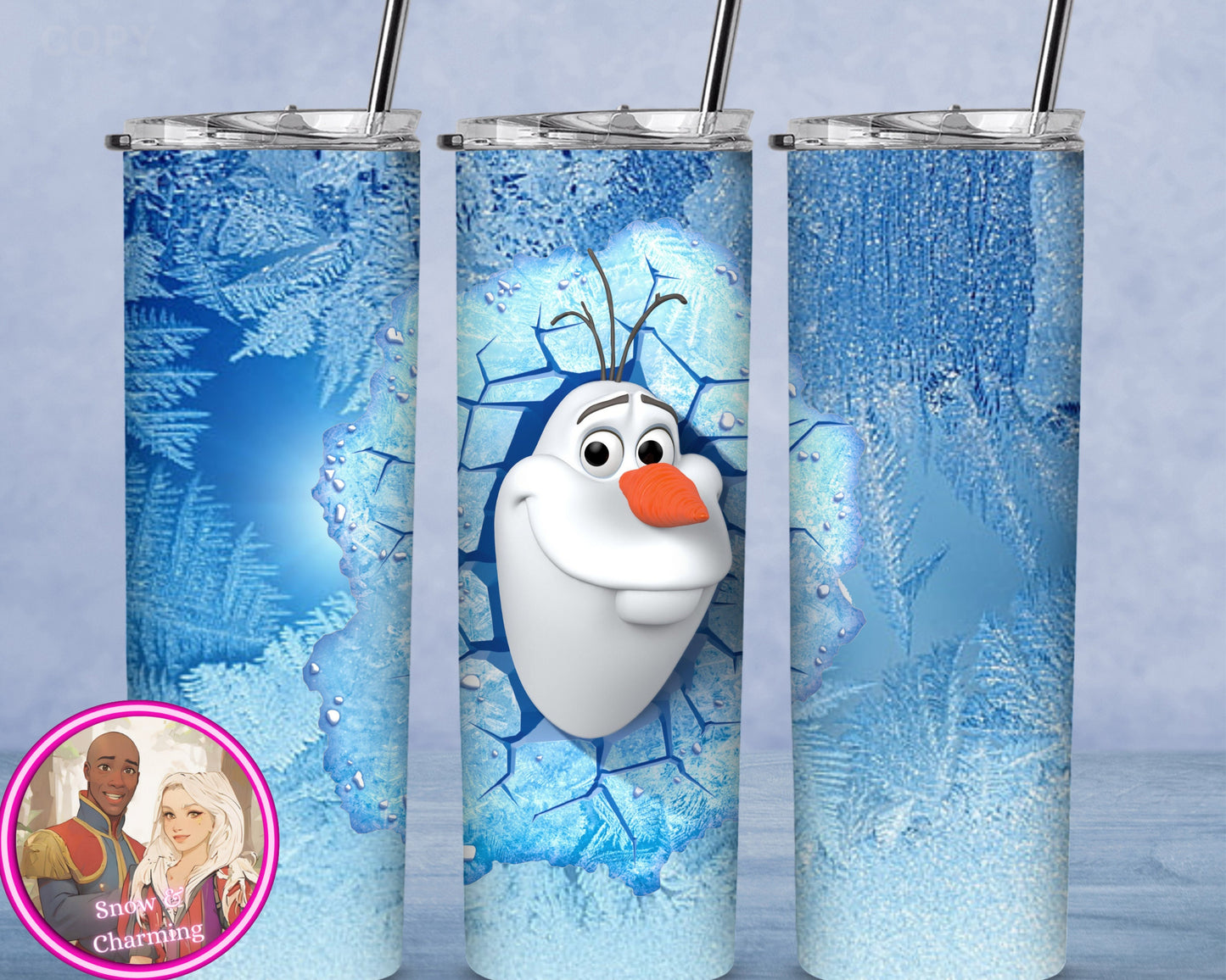 PEEKING SNOWMAN 3D Tumbler!!  20oz or 30oz Tumbler Gift For Theme Park Lover| All Your Favorite Characters and Villains!! Fast Shipping