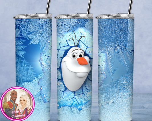 PEEKING SNOWMAN 3D Tumbler!!  20oz or 30oz Tumbler Gift For Theme Park Lover| All Your Favorite Characters and Villains!! Fast Shipping