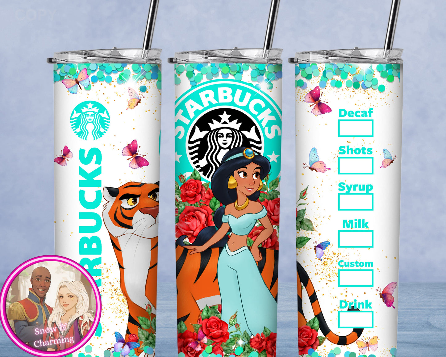 Arabian PRINCESS Tumbler!!  20oz or 30oz Tumbler Gift For Theme Park Lover| All Your Favorite Characters and Villains!! Fast Shipping