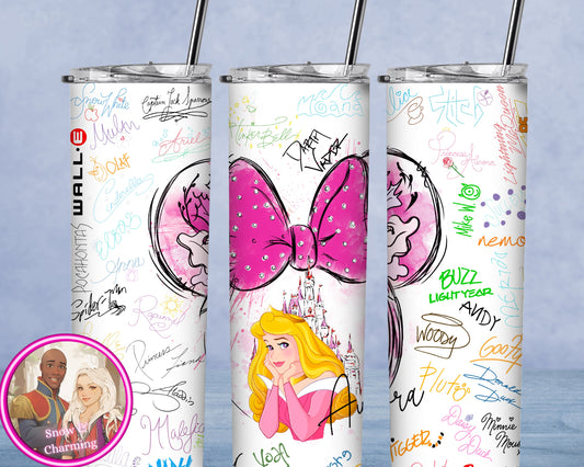 AUTOGRAPH BOOK BEAUTY Tumbler!!  20oz or 30oz Tumbler Gift For Theme Park Lover| Your Favorite Characters and Villains!! Fast Shipping