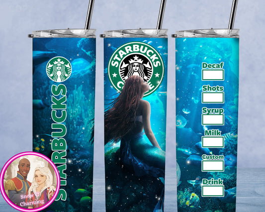 LIVE ACTION MERMAID Tumbler!!  20oz or 30oz Tumbler Gift For Theme Park Lover| Your Favorite Characters and Villains!! Fast Shipping