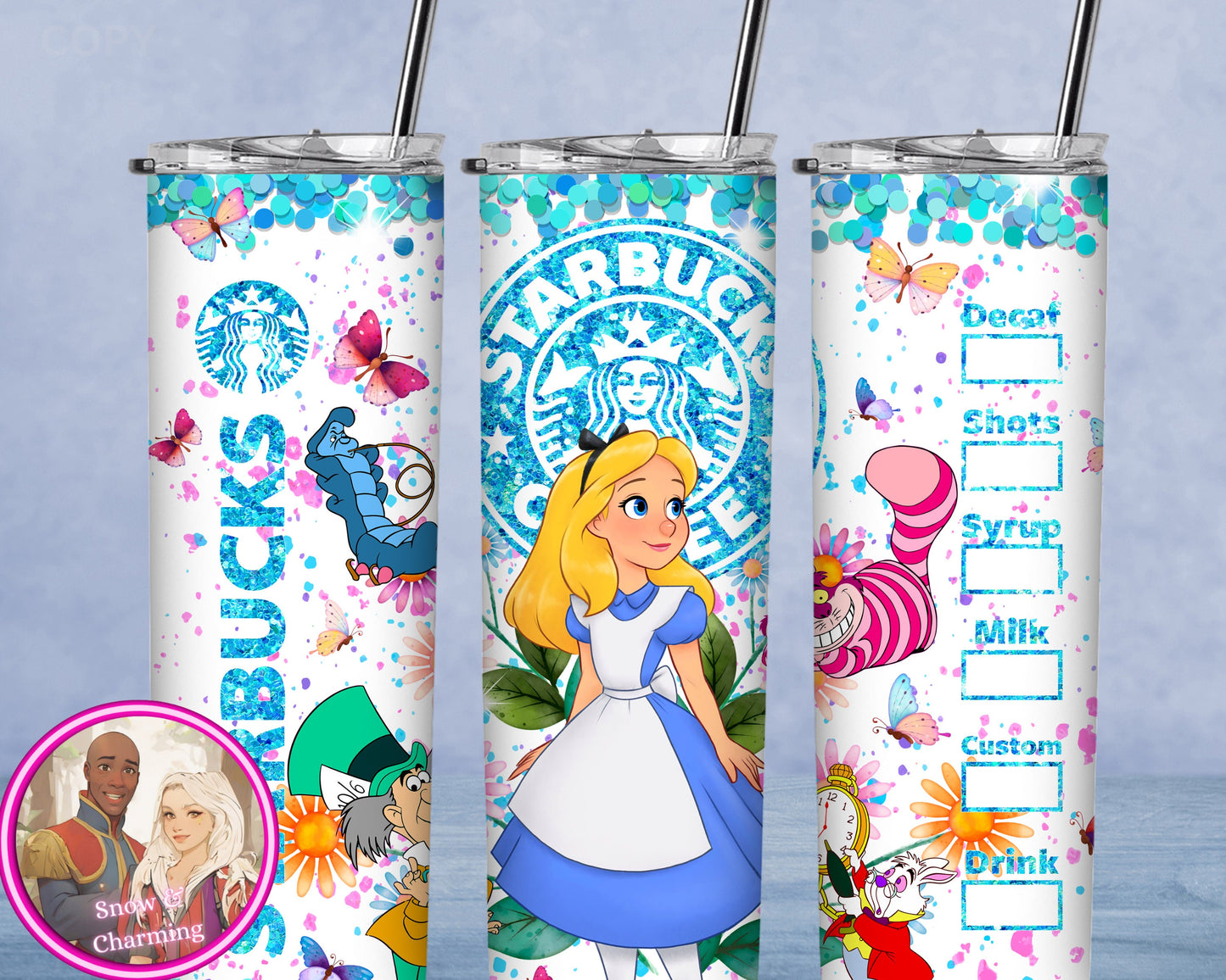WONDERLAND STARBIES Tumbler!!  20oz or 30oz Tumbler Gift For Theme Park Lover| Your Favorite Characters and Villains!! Fast Shipping